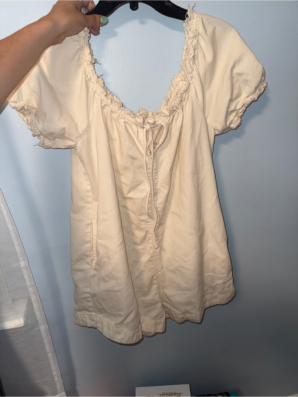 We The Free Cream Ruffled Peasant Tunic Top